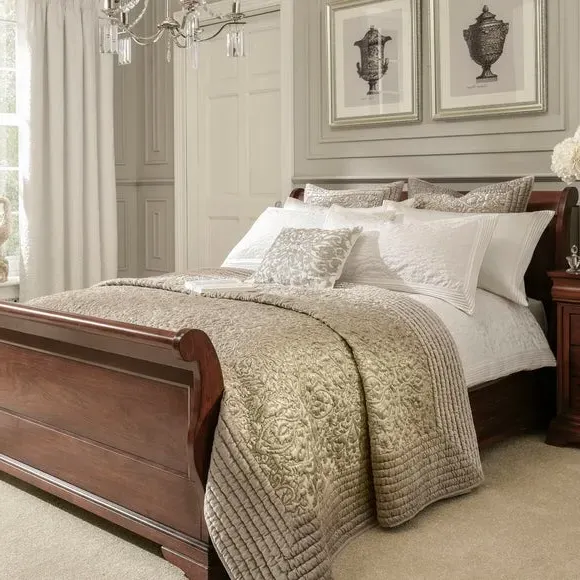 Damask Bedspread with Border - Champagne, Velvet image
