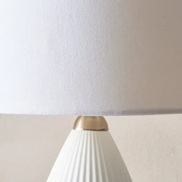Dual Lit Ribbed Table Lamp - Porcelain