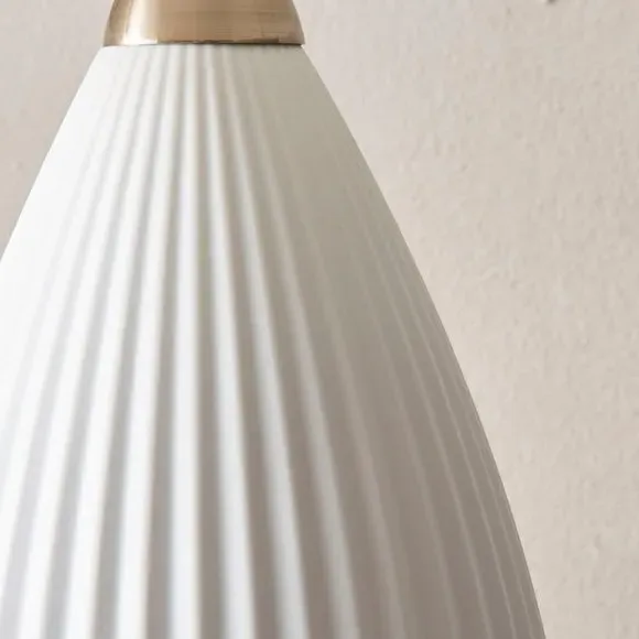 Dual Lit Ribbed Table Lamp - Porcelain