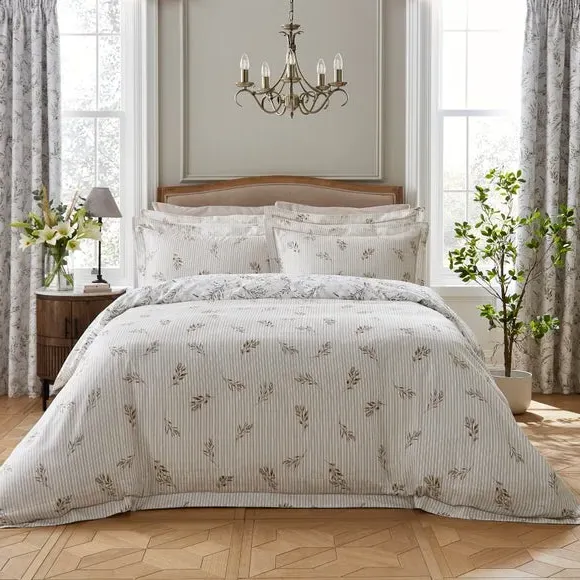 Duvet Cover Set with Embroidery - Natural, Cotton