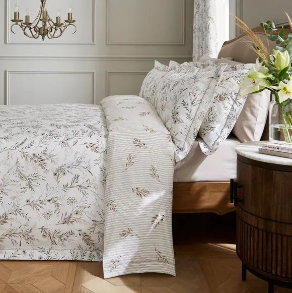 Duvet Cover Set with Embroidery - Natural, Cotton