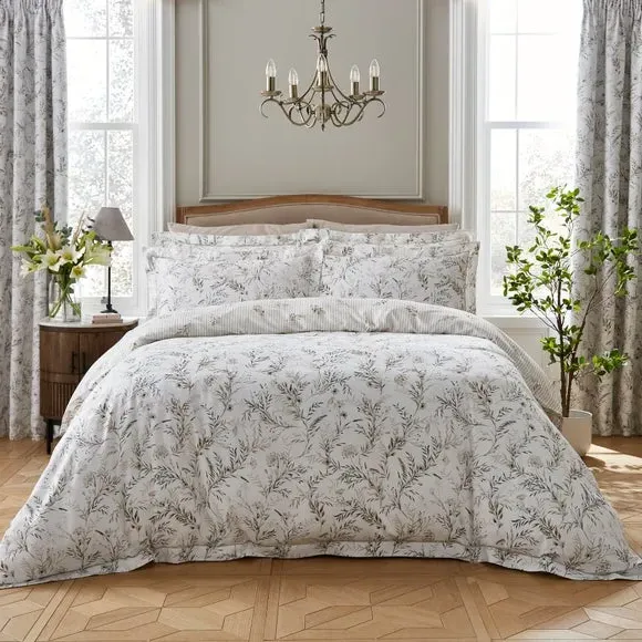 Duvet Cover Set with Embroidery - Natural, Cotton image