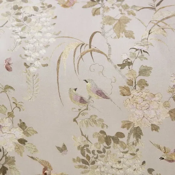 Duvet Cover Set with Floral Design - Natural