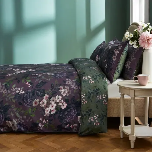 Duvet Cover Set with Pillowcase - Damson, Cotton