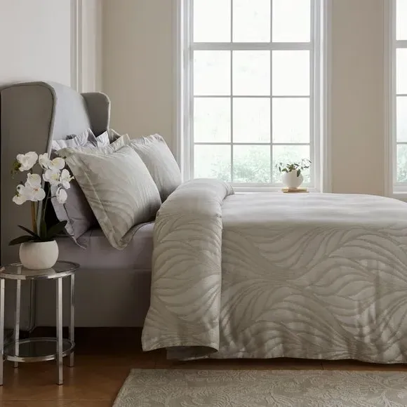 Duvet Cover Set with Pillowcase - Silver, Cotton