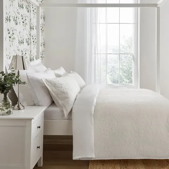 Duvet Cover Set with Pillowcase - White, Cotton