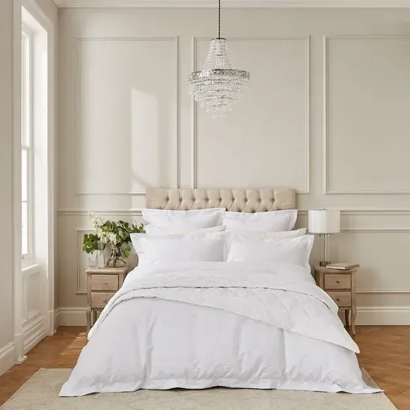Duvet Cover Set with Pillowcase - White, Cotton