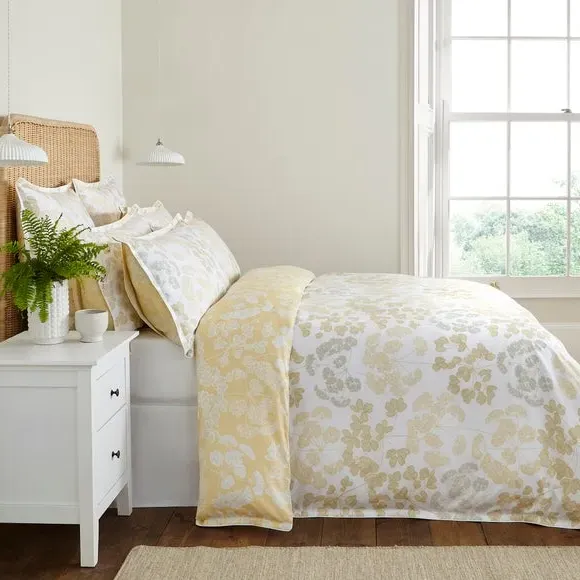 Duvet Cover Set with Pillowcase - Yellow, Cotton