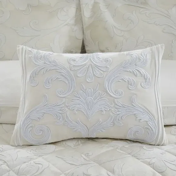 Embroidered Cushion - Cream, Cotton Velvet image
