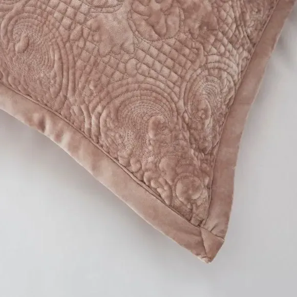 Embroidered Pillowsham - Rose, Velvet
