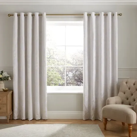 Eyelet Blackout Curtains with Jacquard - Cream