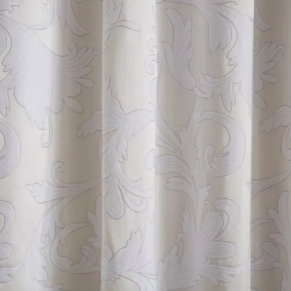 Eyelet Blackout Curtains with Jacquard - Cream
