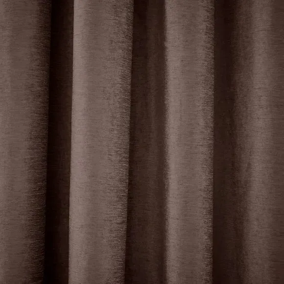 Eyelet Curtains with Lining - Brown, Cotton