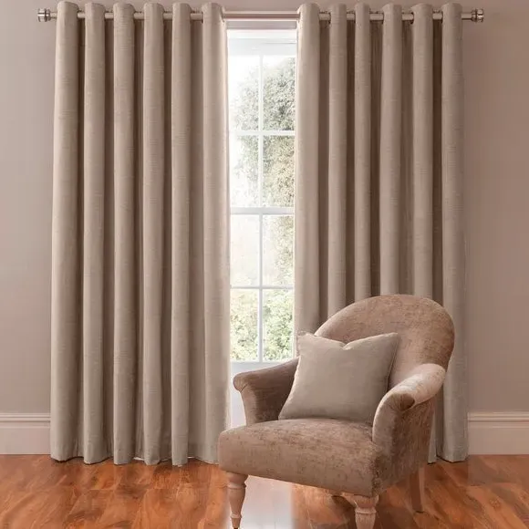 Eyelet Curtains with Lining - Cream, Cotton