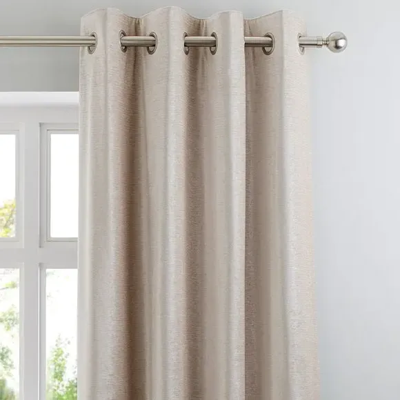 Eyelet Curtains with Lining - Cream, Cotton