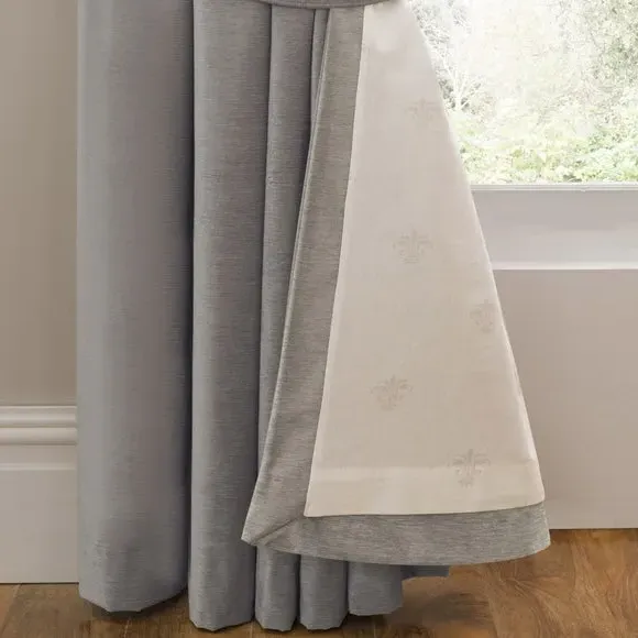 Eyelet Curtains with Lining - Grey, Cotton