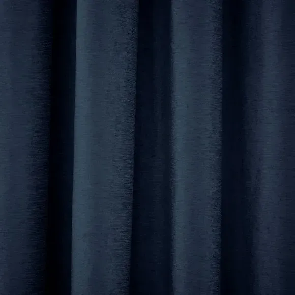 Eyelet Curtains with Lining - Navy, Cotton