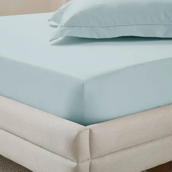 Fitted Sheet 400 Thread Count - Duck Egg, Cotton