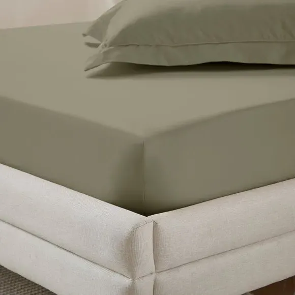 Fitted Sheet 400 Thread Count - Khaki, Cotton