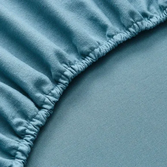 Fitted Sheet with Deep Pockets - Blue, Cotton