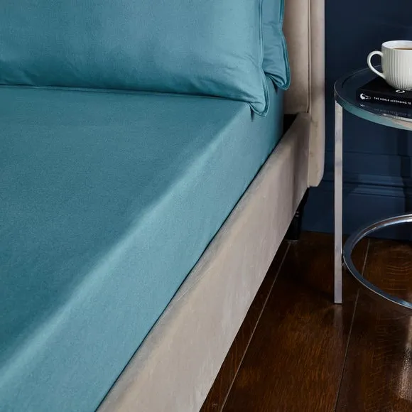 Fitted Sheet with Deep Pockets - Blue, Cotton