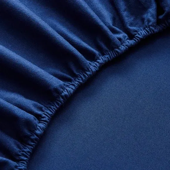 Fitted Sheet with Deep Pockets - Navy, Cotton