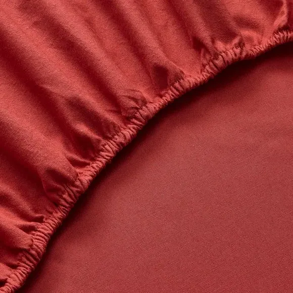 Fitted Sheet with Deep Pockets - Red, Cotton