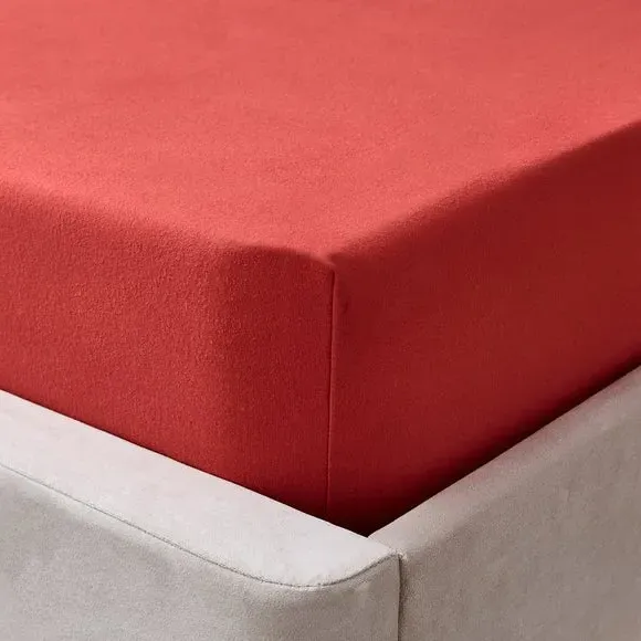 Fitted Sheet with Deep Pockets - Red, Cotton