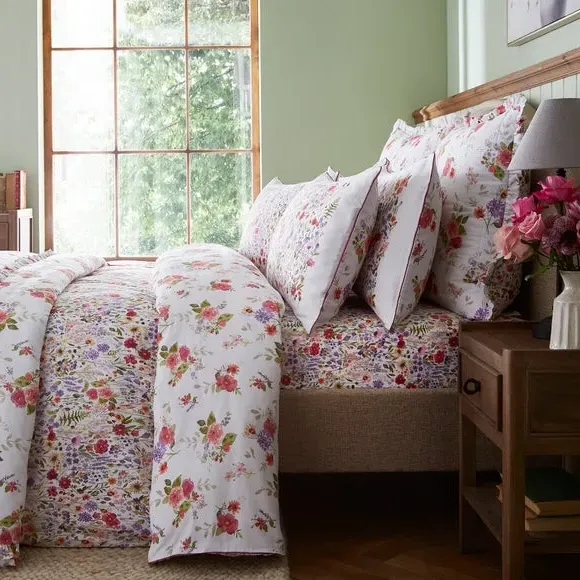 Fitted Sheet with Floral Print - Multicolor, Cotton