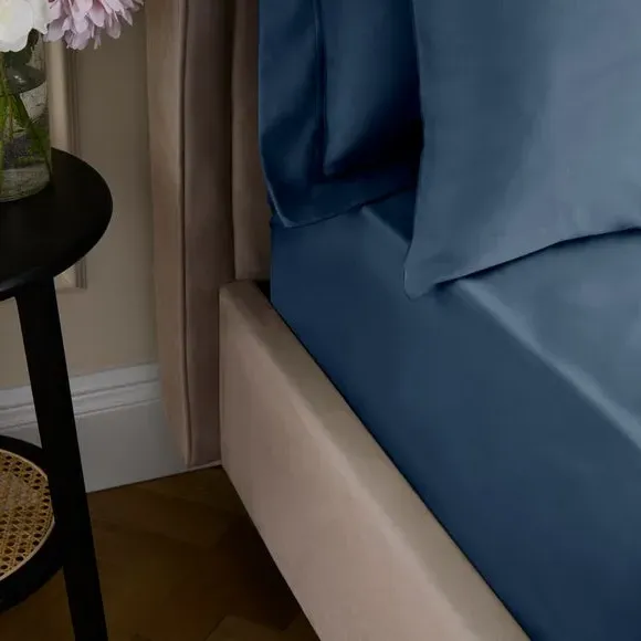 Fitted Sheet with True Grip - Petrol, Cotton