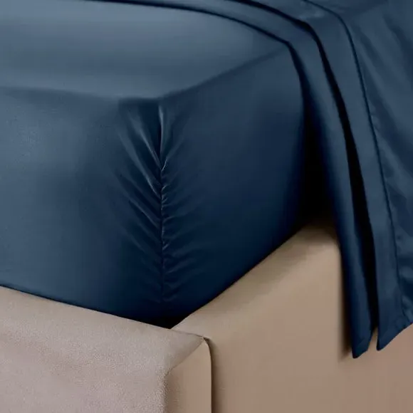 Fitted Sheet with True Grip - Petrol, Cotton