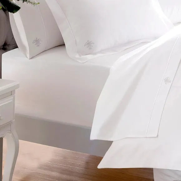 Fitted Sheet with True Grip - White, Cotton