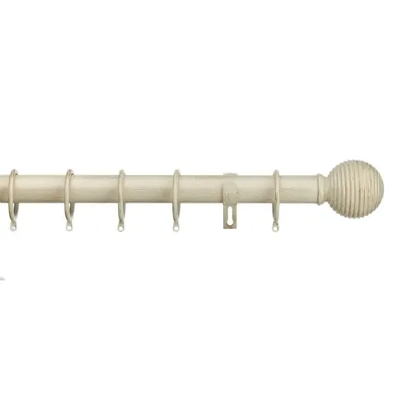 Fixed Curtain Pole with Rings - Ivory, Metal image