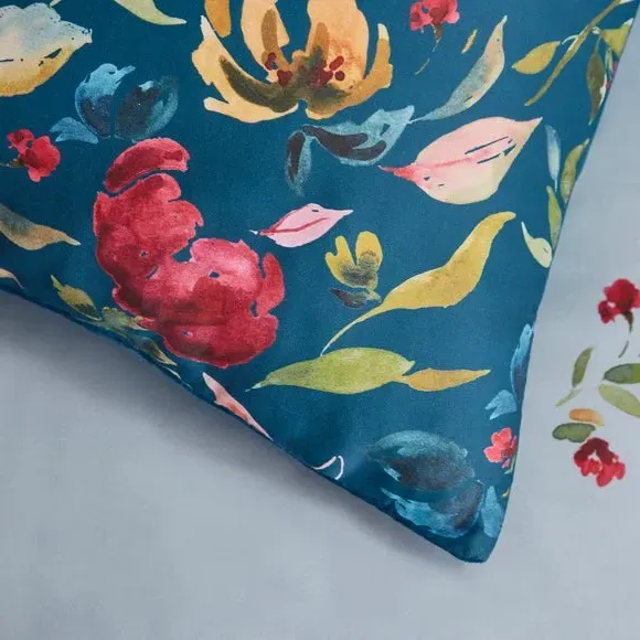 Floral Pillowsham with Scallop Stitching - Blue, Velvet