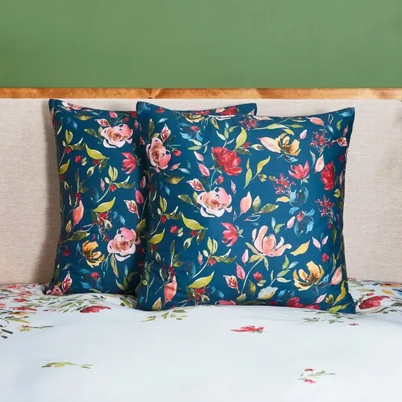 Floral Pillowsham with Scallop Stitching - Blue, Velvet image