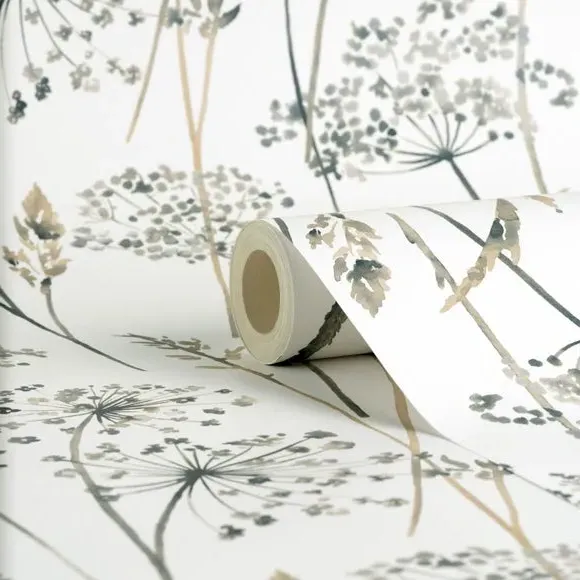Floral Wallpaper Non-Woven - White, Blue