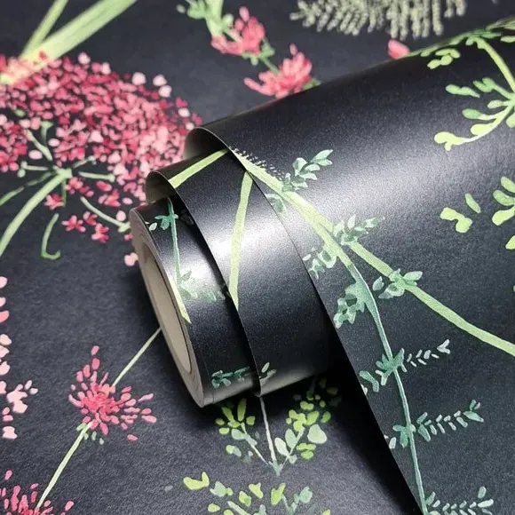 Floral Wallpaper Paste the Wall - Navy
