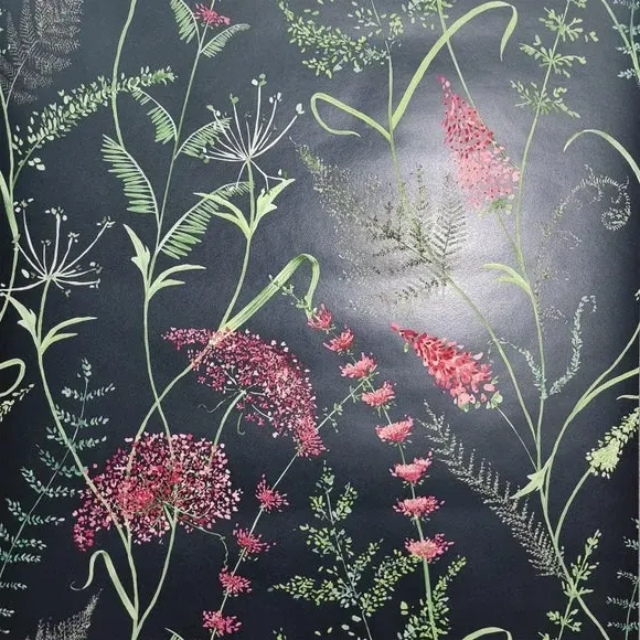 Floral Wallpaper Paste the Wall - Navy
