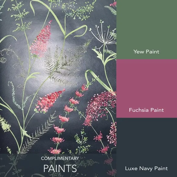 Floral Wallpaper Paste the Wall - Navy