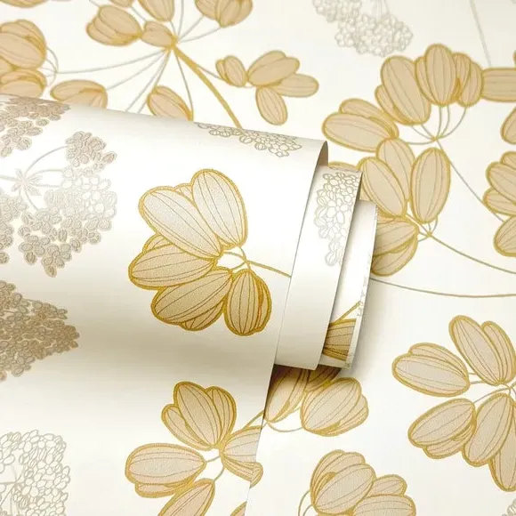 Floral Wallpaper Paste the Wall - Yellow