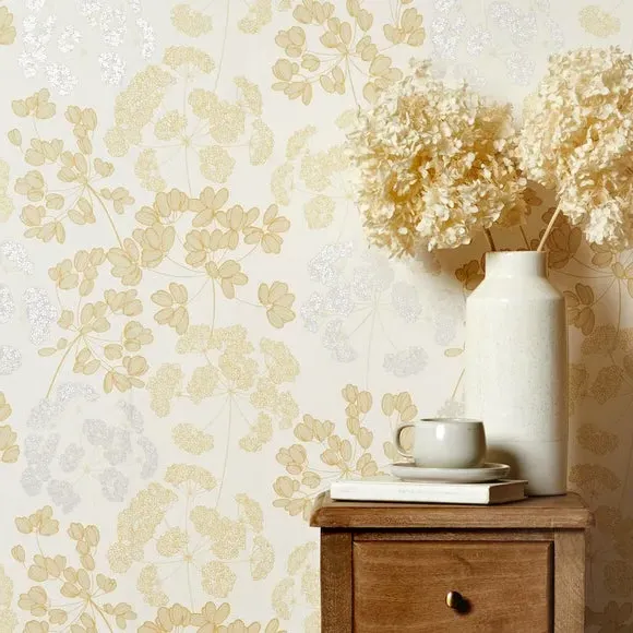 Floral Wallpaper Paste the Wall - Yellow