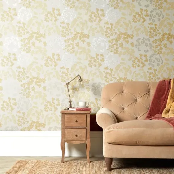 Floral Wallpaper Paste the Wall - Yellow