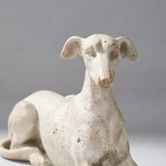 Greyhound Ornament Lying Down - Grey, Resin