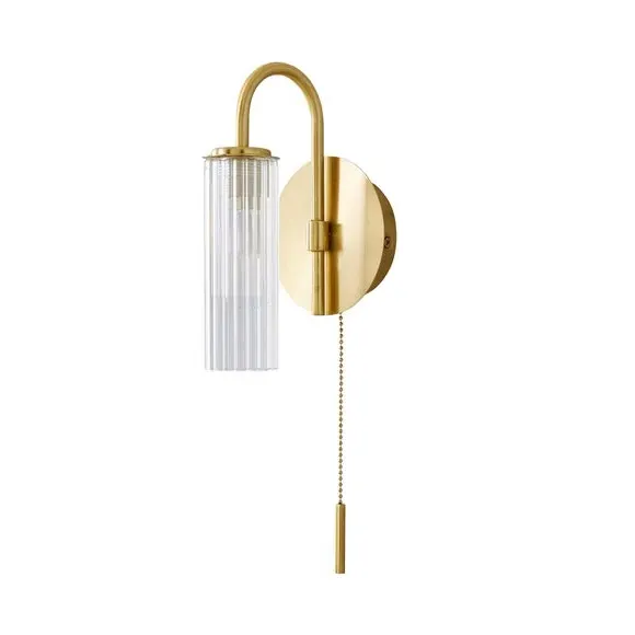Henstone Wall Light with Pull Cord - Gold, Glass