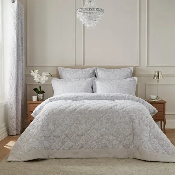 Jacquard Duvet Cover with Oxford Edge - Grey