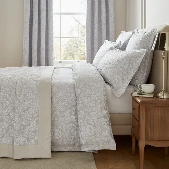 Jacquard Duvet Cover with Oxford Edge - Grey