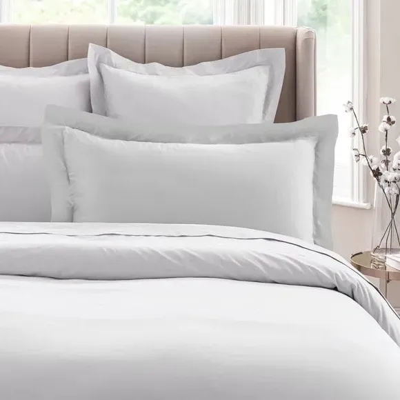 King Size Oxford Pillowcase - Silver, Cotton
