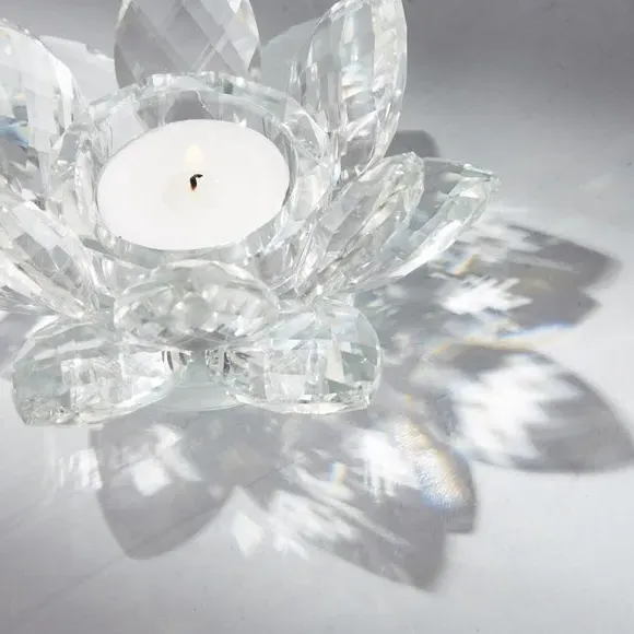 Lotus Tealight Holder - Clear, Glass