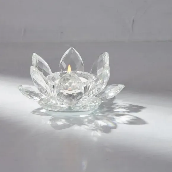 Lotus Tealight Holder - Clear, Glass