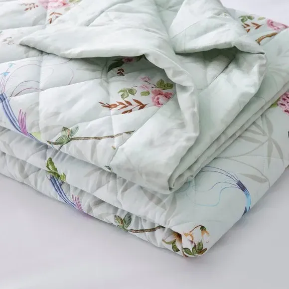 Love Bird Bedspread - Celadon, Cotton Sateen
